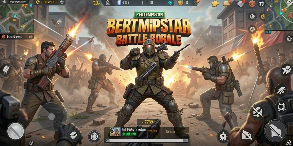 Tampilan seru gameplay Battle Royale yang mendebarkan.