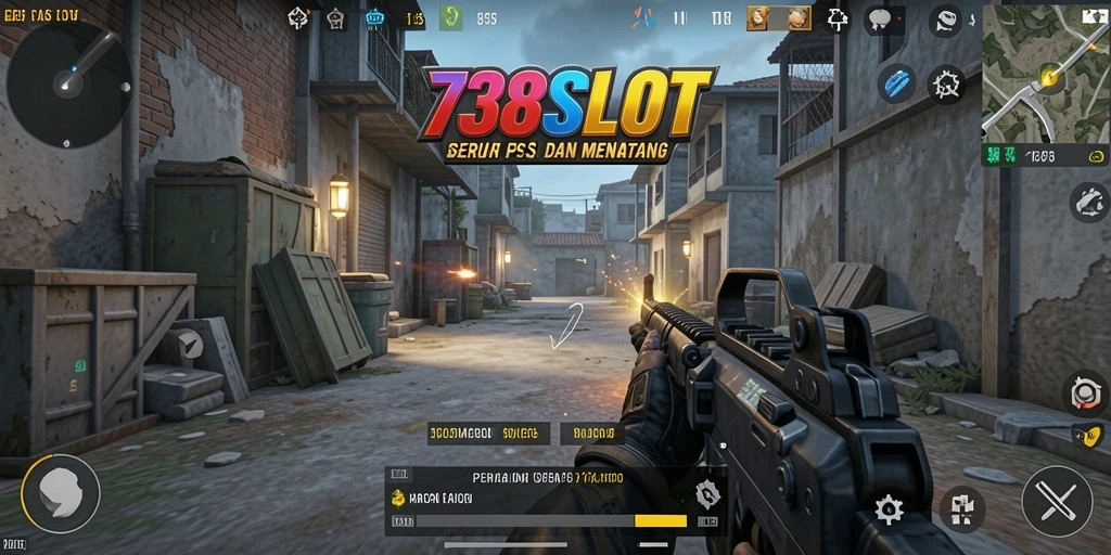 Tampilan gameplay mendebarkan di 738SLOT dengan aksi FPS intens.