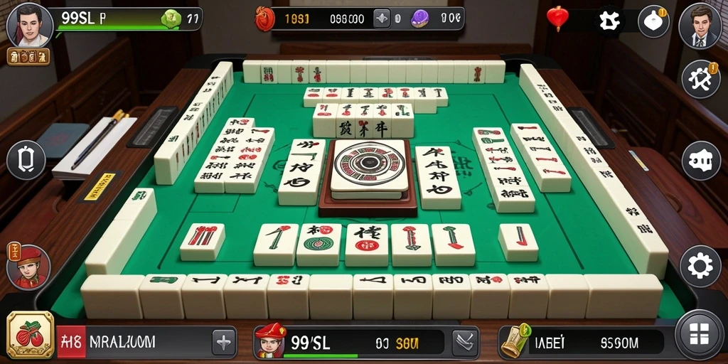 Tangkap layar gameplay seru dari 99SL dengan ubin Mahjong berwarna-warni.