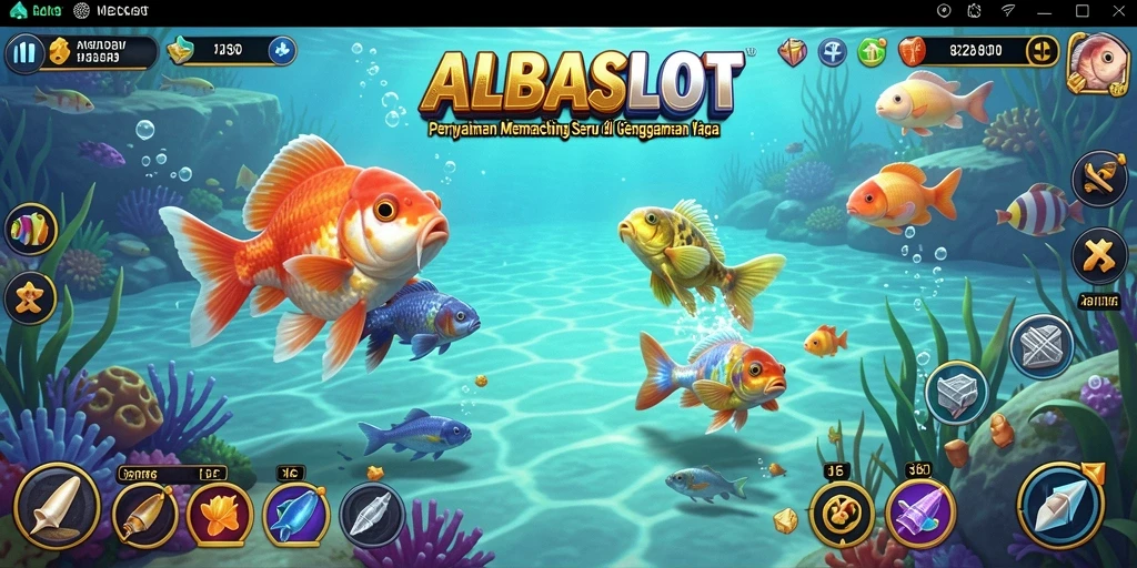 Tampilan gameplay ALBASLOT yang menarik saat memancing.