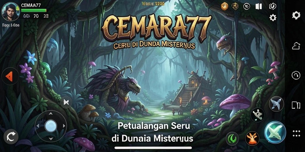 Screenshot gameplay CEMARA77 menampilkan petualangan seru di dunia magis.