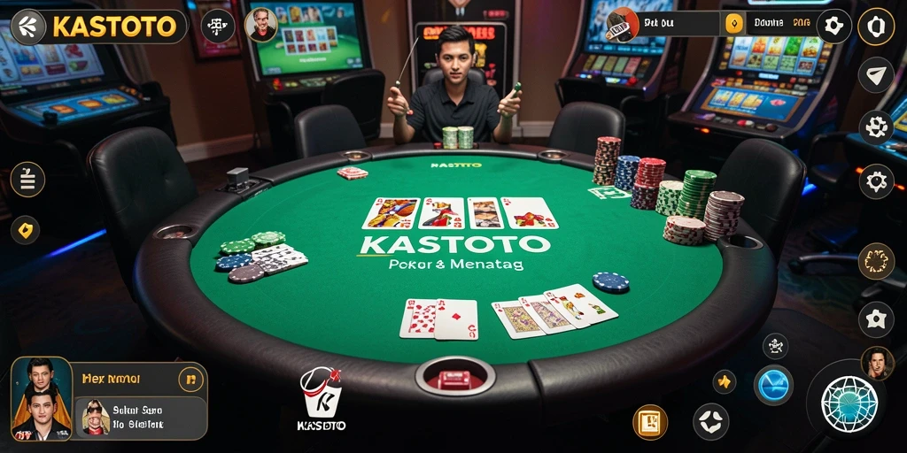 Screenshot gameplay KASTOTO menampilkan suasana permainan Poker yang seru.