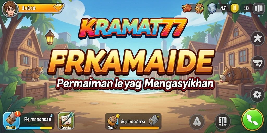 Tampilan screenshot gameplay <strong>KRAMAT77</strong> yang menampilkan karakter aktif mengumpulkan sumber daya.