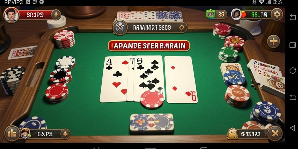Tampilan in-game RPVIP3 saat bermain Gaple dengan teman.