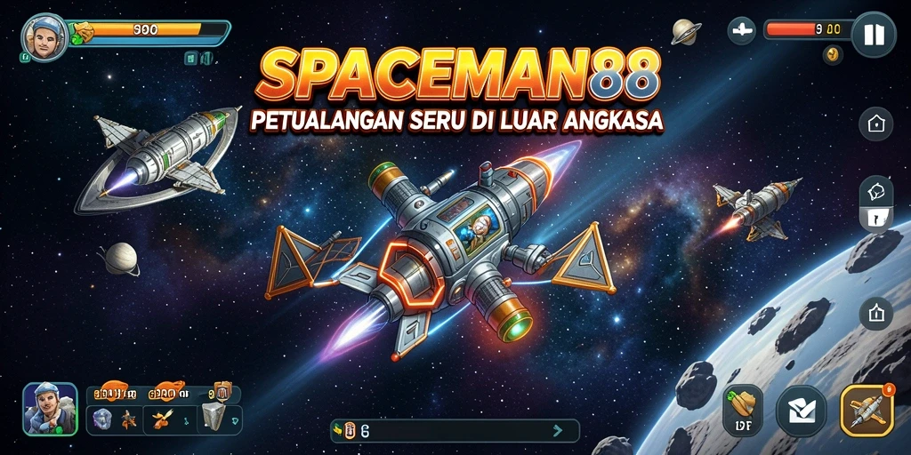 Tampilan dinamis gameplay SPACEMAN88 yang seru dan menantang.