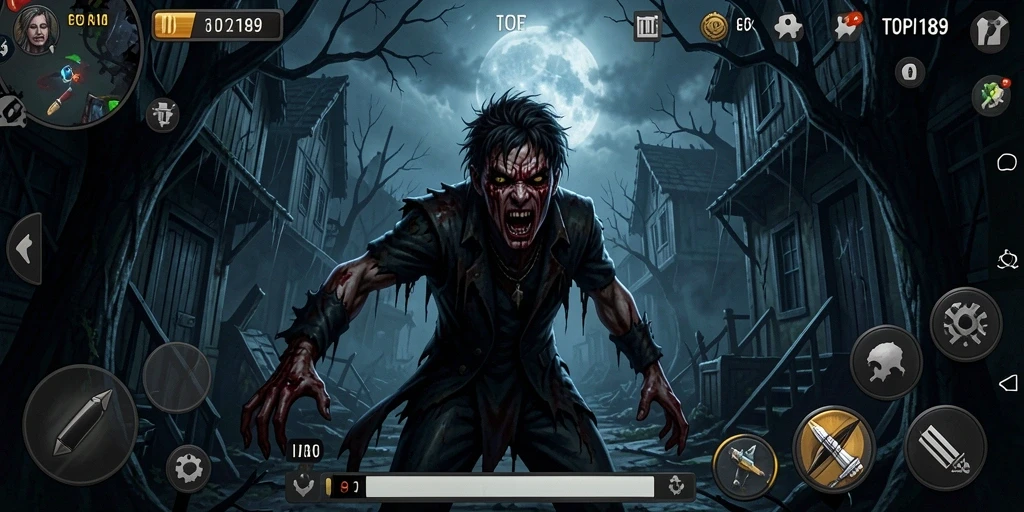 Tangkapan layar gameplay menampilkan suasana menyeramkan di dalam TOPI189.